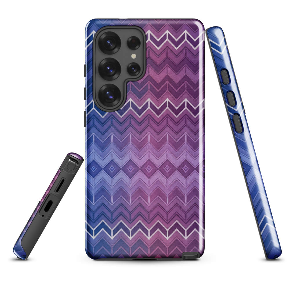 Purple & Blue Classic Chevron Print Tough Case for Samsung