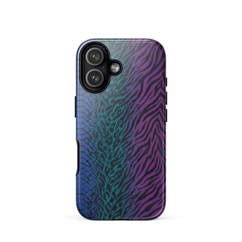 Blue to Purple Dark Snake Zebra & Leopard Print Tough Case for iPhone®