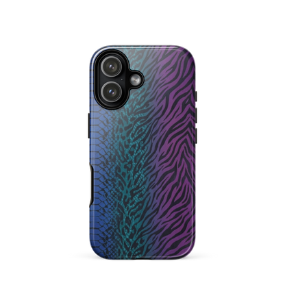 Blue to Purple Dark Snake Zebra & Leopard Print Tough Case for iPhone®