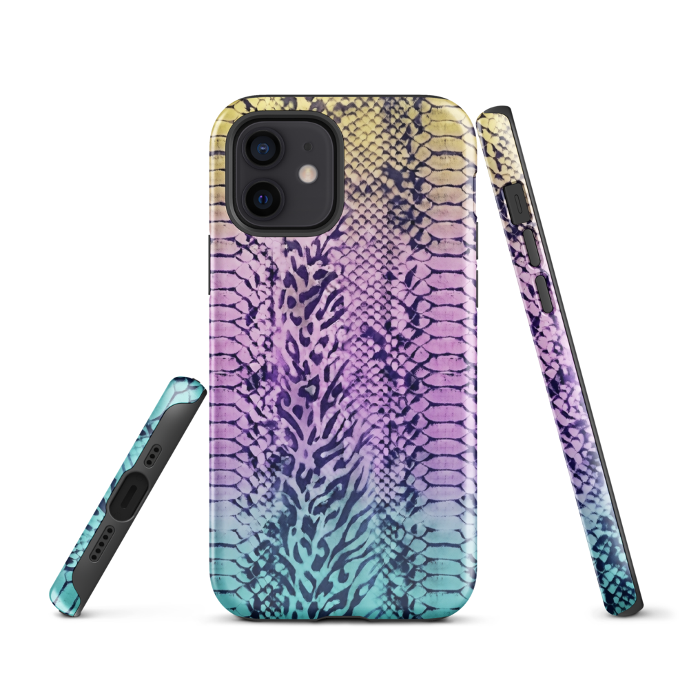 Faded Rainbow Snake Skin Zebra & Leopard Print Tough Case for iPhone®