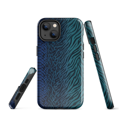 Blue & Teal Snake Skin Zebra & Leopard Print Tough Case for iPhone®