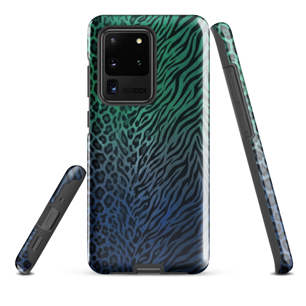 Blue to Teal Zebra & Leopard Print Tough Case for Samsung