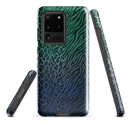 Blue to Teal Zebra & Leopard Print Tough Case for Samsung