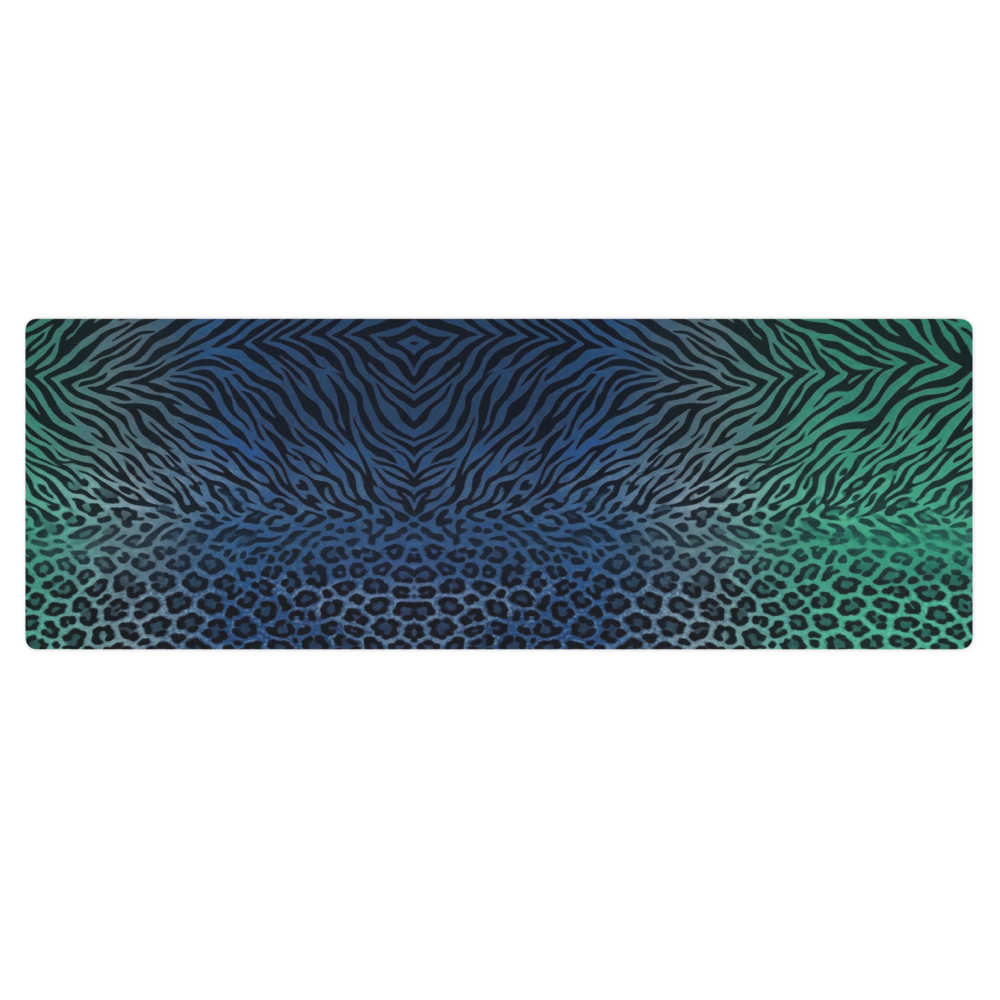 Blue & Teal Zebra & Leopard Print Pilates Yoga Mat