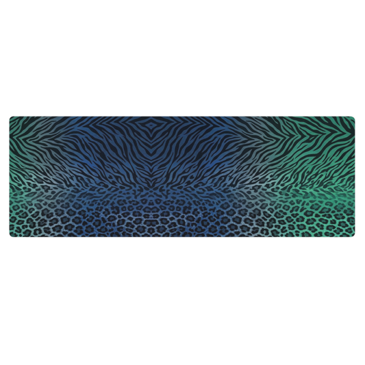 Blue & Teal Zebra & Leopard Print Pilates Yoga Mat