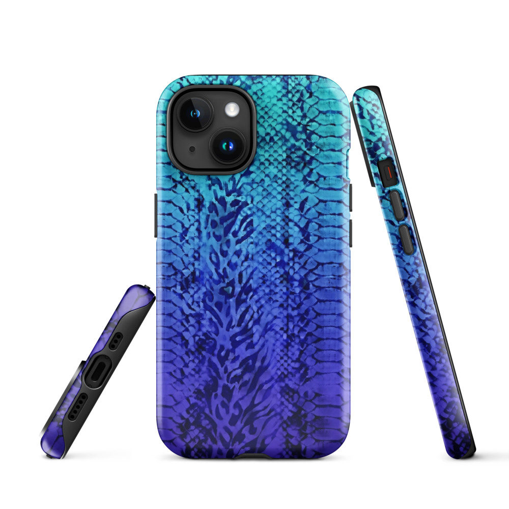 Vibrant Blue Snake & Leopard Print Tough Case for iPhone®