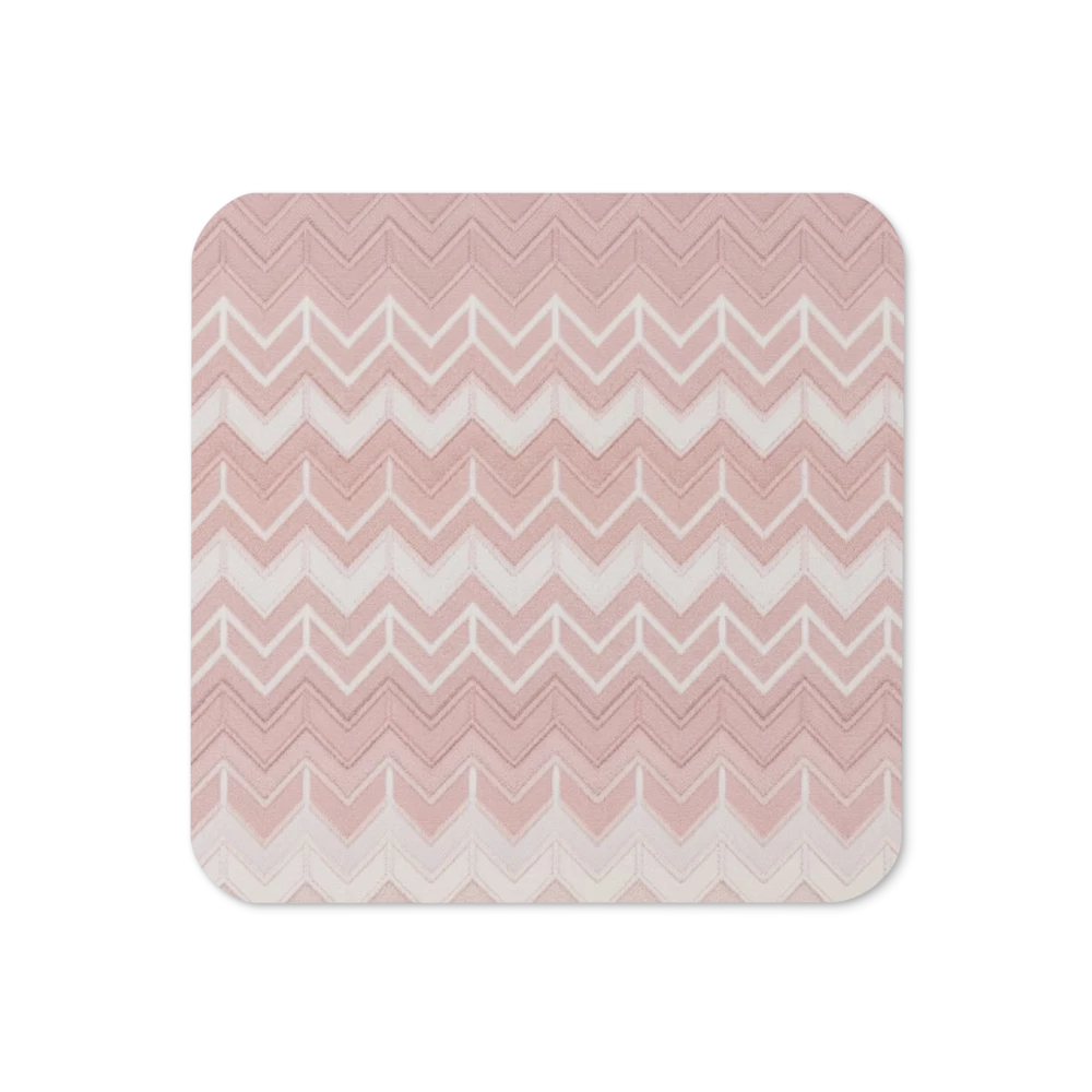 Pink & White Chevron Pattern Cork-Back Coaster