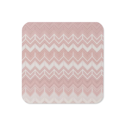 Pink & White Chevron Pattern Cork-Back Coaster
