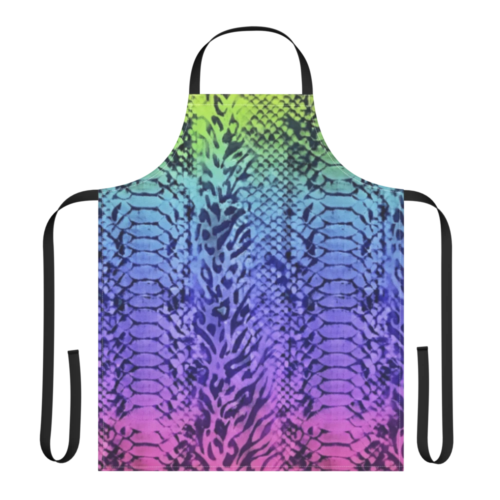 Neon Rainbow Snake & Leopard Print Strap Apron