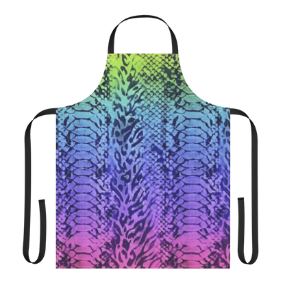 Neon Rainbow Snake & Leopard Print Strap Apron