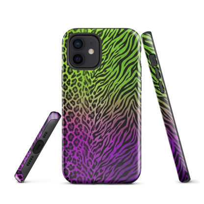 Neon Green & Purple Zebra & Leopard Print Tough Case for iPhone®