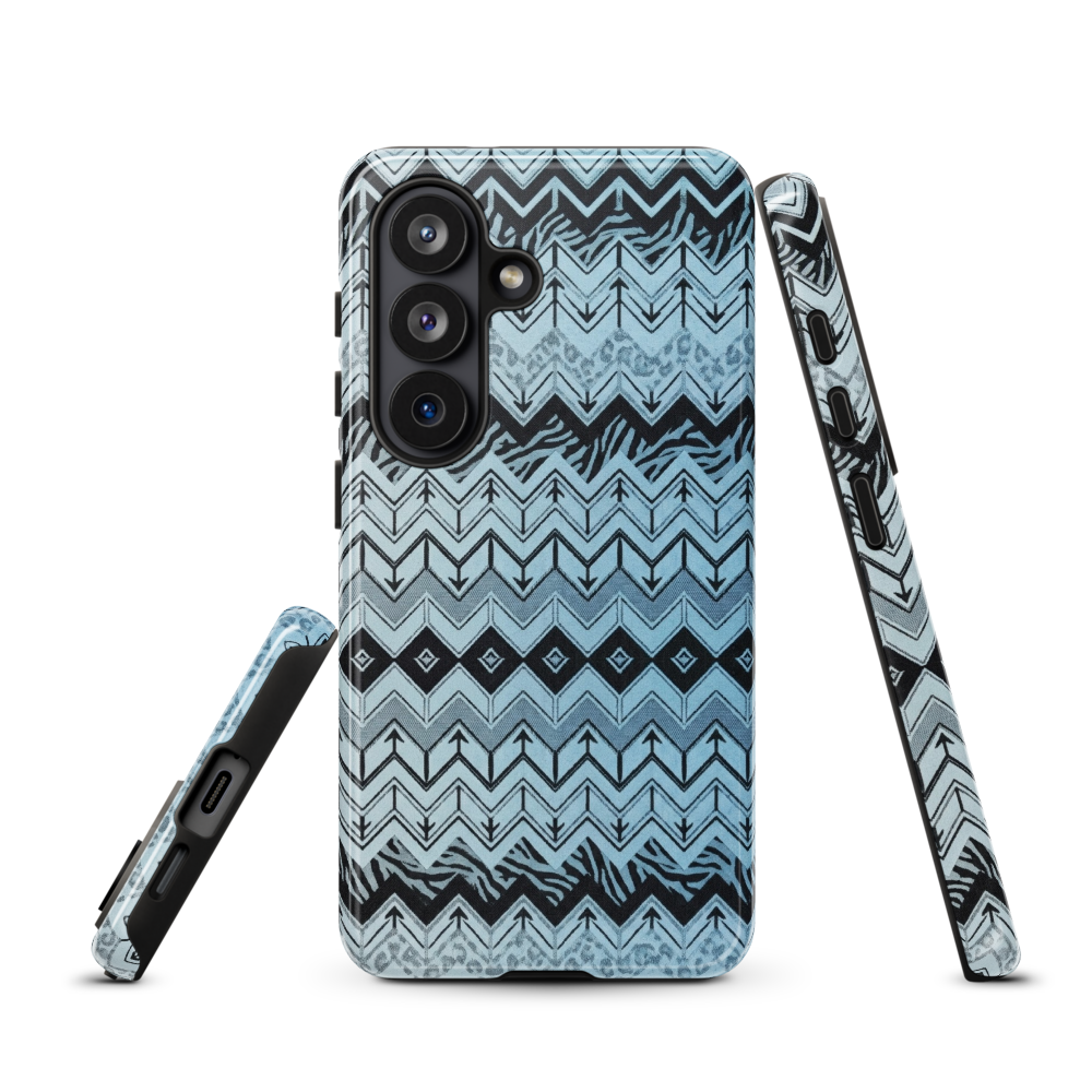 Blue Chevron Pattern Leopard & Zebra Print Tough Case for Samsung