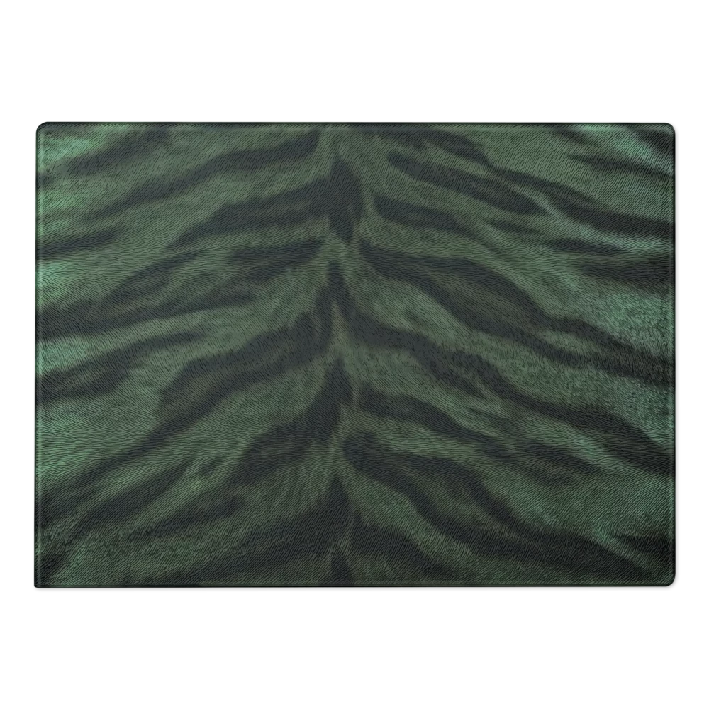 Green Tiger Print Glass Cutting Board