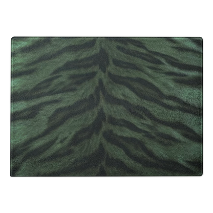 Green Tiger Print Glass Cutting Board