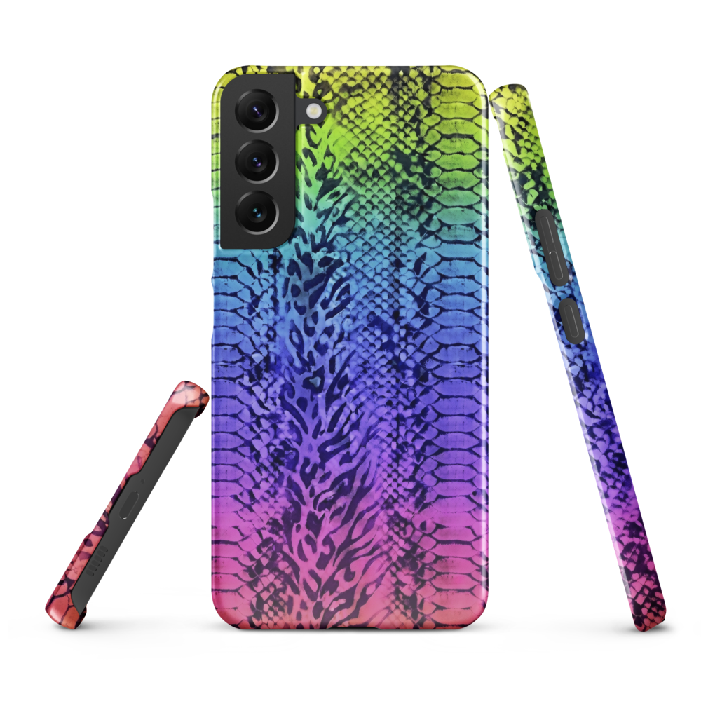 Vibrant Rainbow Snake Skin & Leopard Print Snap Case for Samsung