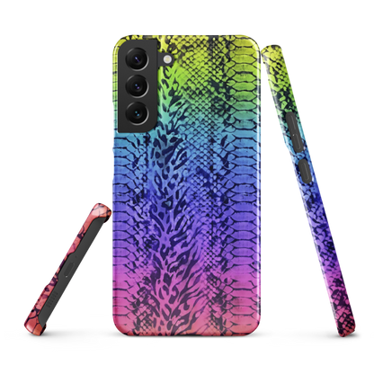 Vibrant Rainbow Snake Skin & Leopard Print Snap Case for Samsung