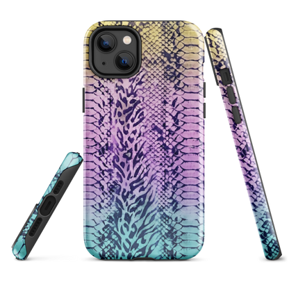 Faded Rainbow Snake Skin Zebra & Leopard Print Tough Case for iPhone®