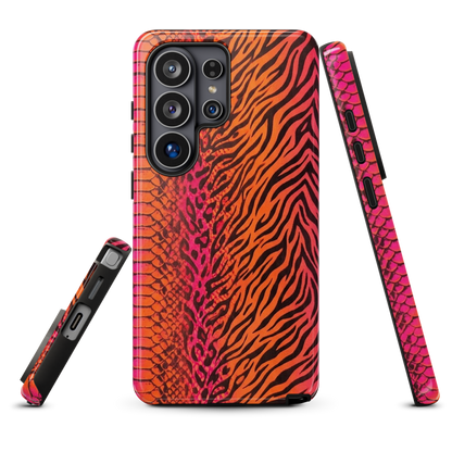 Sunset Orange & Pink Snake Skin Leopard & Zebra Print Tough Case for Samsung