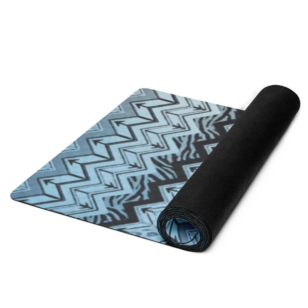 Blue Chevron Zebra & Leopard Print Pilates Yoga Mat