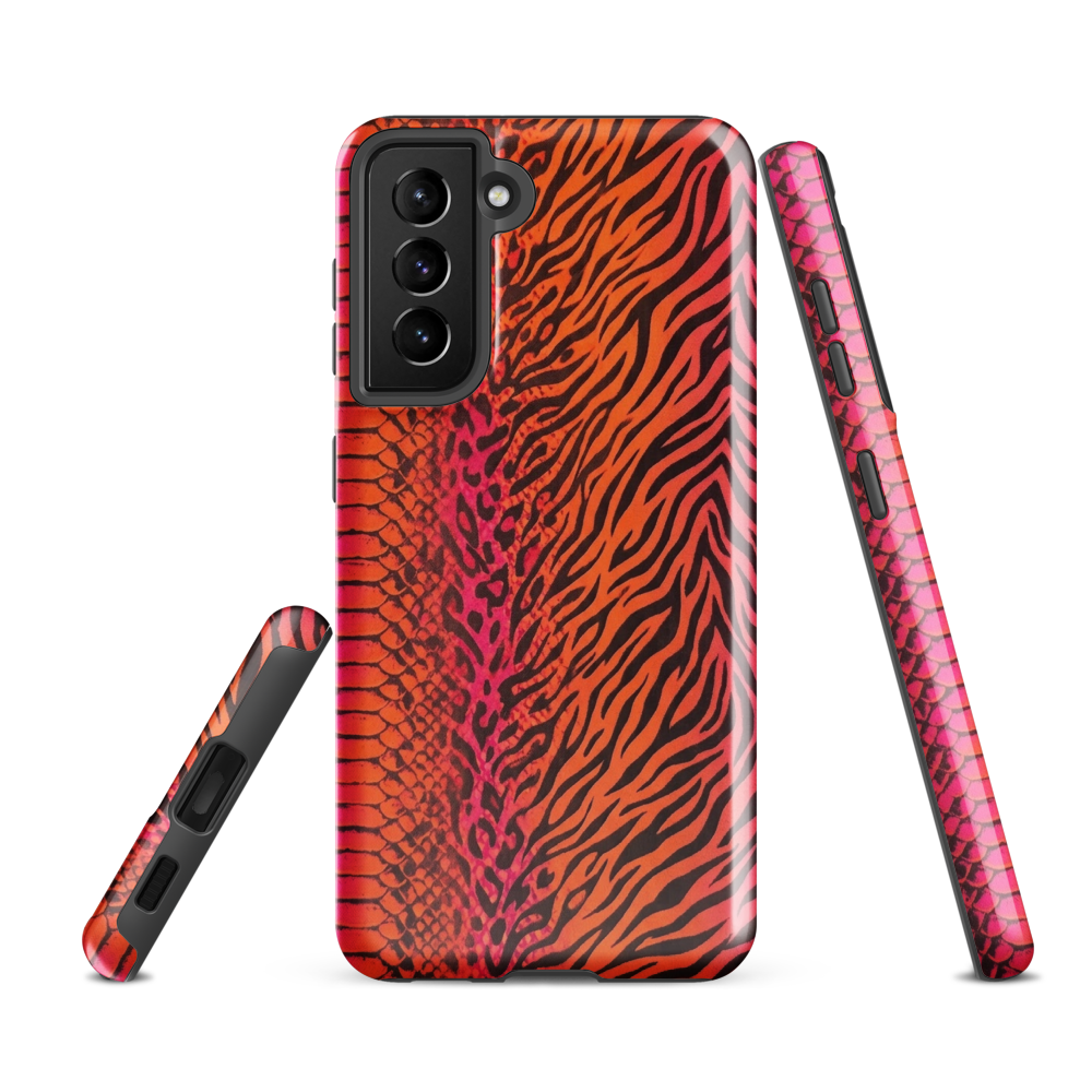 Sunset Orange & Pink Snake Skin Leopard & Zebra Print Tough Case for Samsung