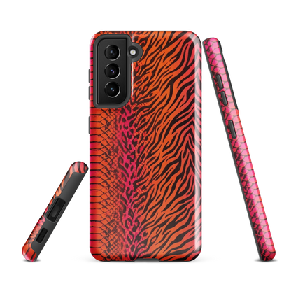Sunset Orange & Pink Snake Skin Leopard & Zebra Print Tough Case for Samsung