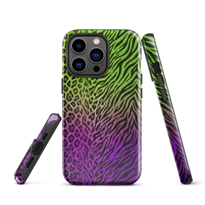 Neon Green & Purple Zebra & Leopard Print Tough Case for iPhone®