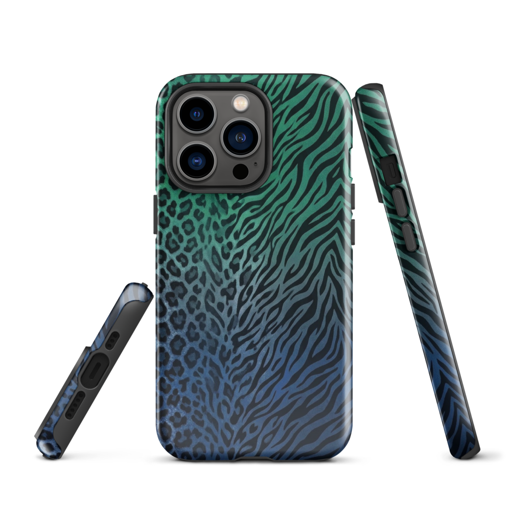 Blue to Teal Zebra & Leopard Print  Tough Case for iPhone®