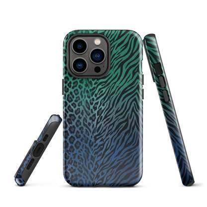 Blue to Teal Zebra & Leopard Print  Tough Case for iPhone®