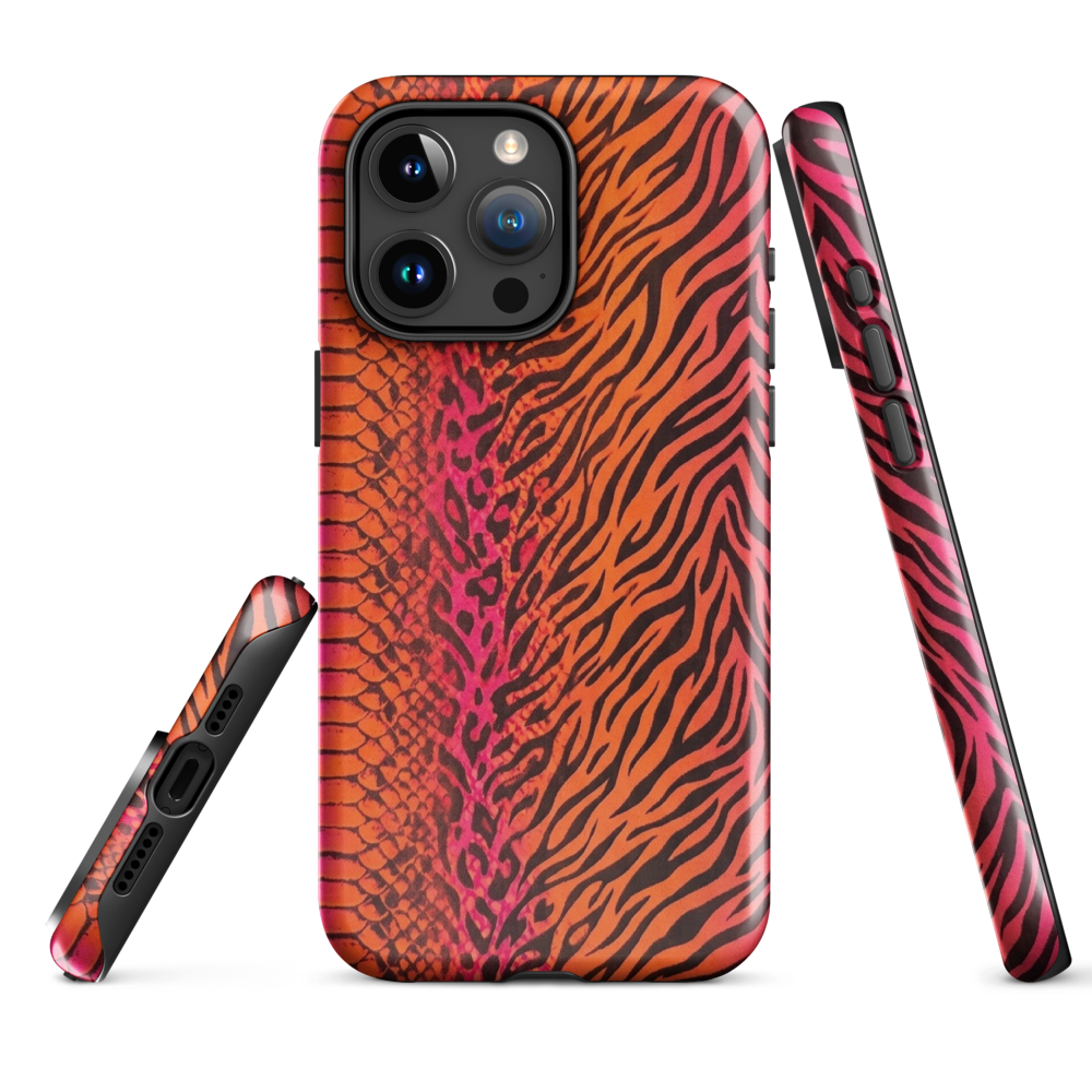 Sunset Orange & Pink Snake Skin Zebra & Leopard Print Tough Case for iPhone®