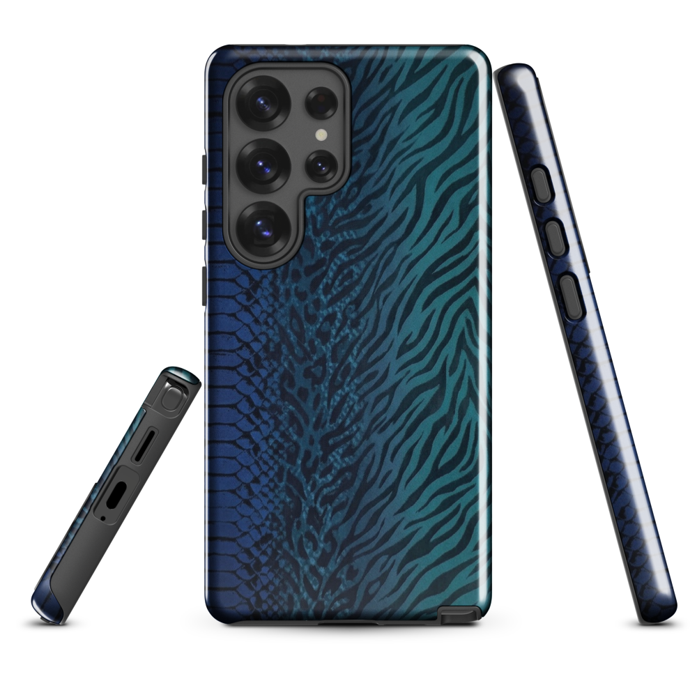 Blue & Teal Snake Skin Zebra & Leopard Print Tough Case for Samsung