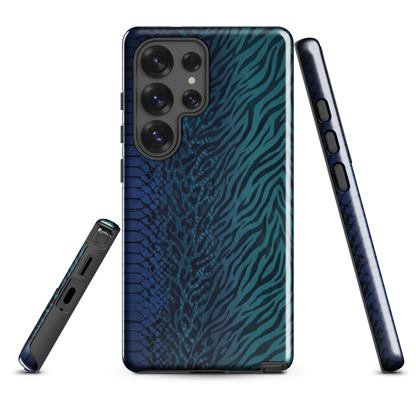 Blue & Teal Snake Skin Zebra & Leopard Print Tough Case for Samsung
