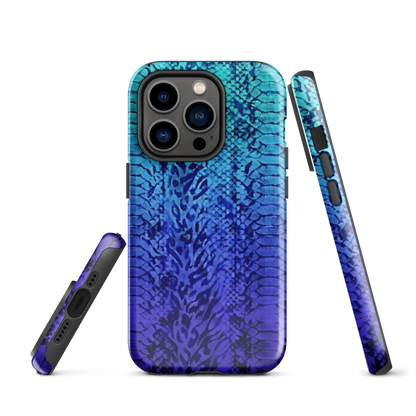 Vibrant Blue Snake & Leopard Print Tough Case for iPhone®