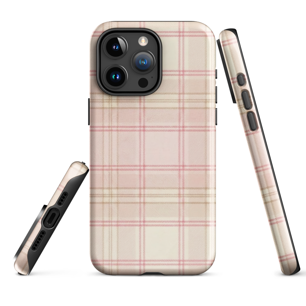 Pink & Cream Plaid Coquette Print Tough Case for iPhone®