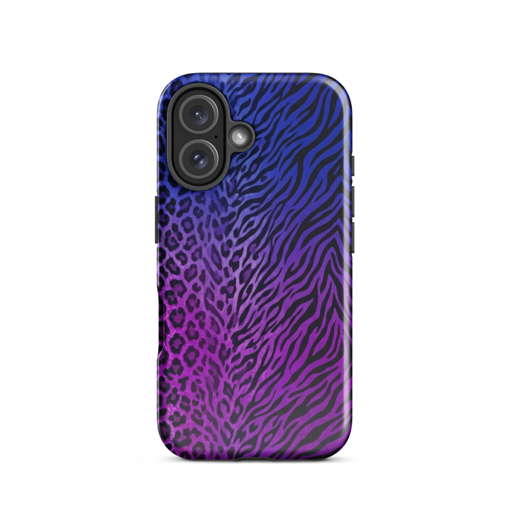 Purple to Blue Zebra & Leopard Print Tough Case for iPhone®