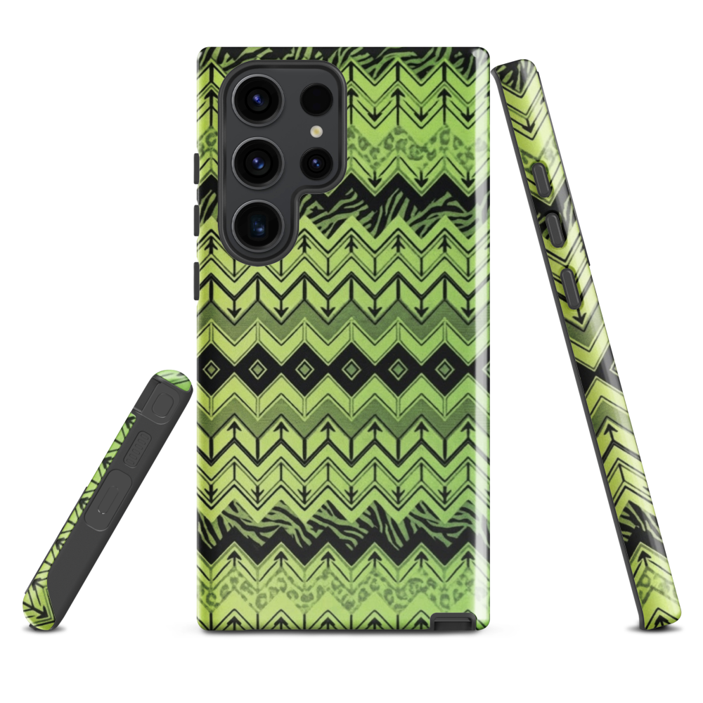 Lime Green Zebra & Leopard Print Chevron Tough Case for Samsung