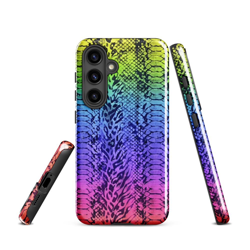 Vibrant Rainbow Snake Skin & Leopard Print Tough Case for Samsung