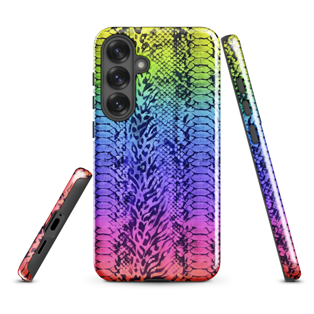 Vibrant Rainbow Snake Skin & Leopard Print Tough Case for Samsung