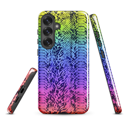 Vibrant Rainbow Snake Skin & Leopard Print Tough Case for Samsung