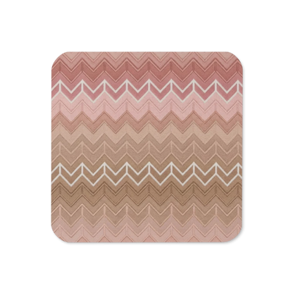 Neutral & Muave Chevron Print Cork-Back Coaster