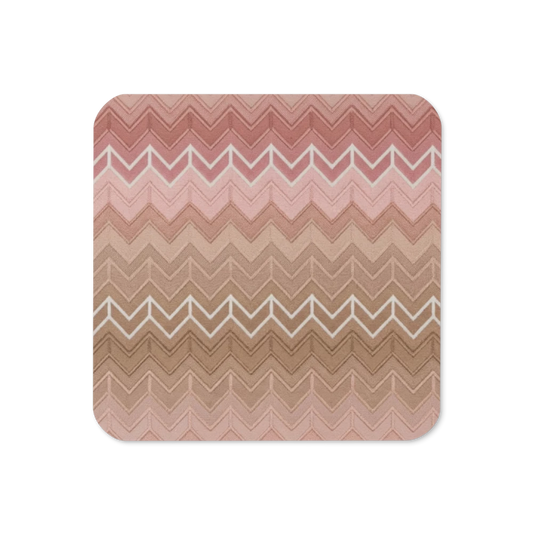 Neutral & Muave Chevron Print Cork-Back Coaster