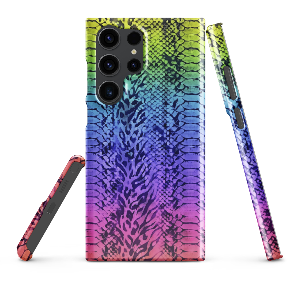 Vibrant Rainbow Snake Skin & Leopard Print Snap Case for Samsung