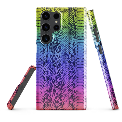 Vibrant Rainbow Snake Skin & Leopard Print Snap Case for Samsung