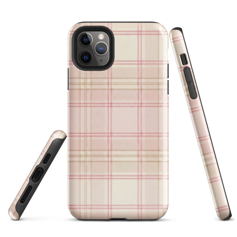 Pink & Cream Plaid Coquette Print Tough Case for iPhone®