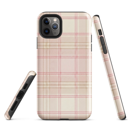 Pink & Cream Plaid Coquette Print Tough Case for iPhone®