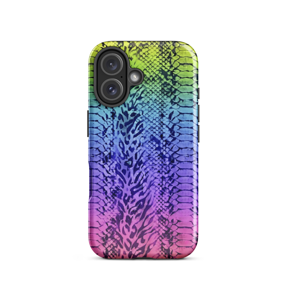 Neon Rainbow Snake Skin & Leopard Print Tough Case for iPhone®