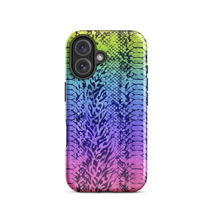 Neon Rainbow Snake Skin & Leopard Print Tough Case for iPhone®