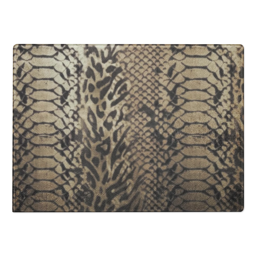 Neutral Snake Skin & Leopard Print Glass Cutting Board