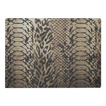 Neutral Snake Skin & Leopard Print Glass Cutting Board