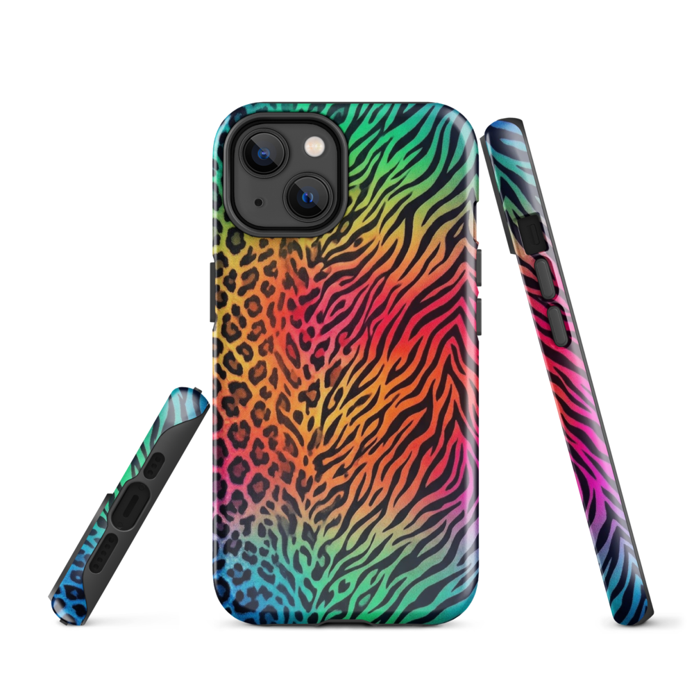 Vibrant Rainbow Zebra & Leopard Print Tough Case for iPhone®