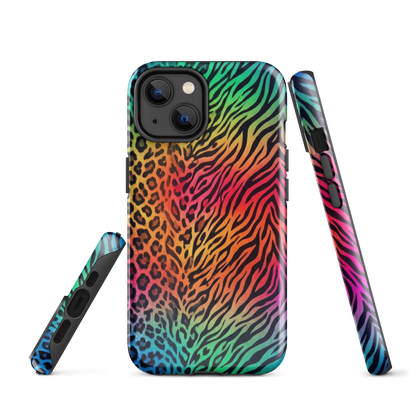 Vibrant Rainbow Zebra & Leopard Print Tough Case for iPhone®